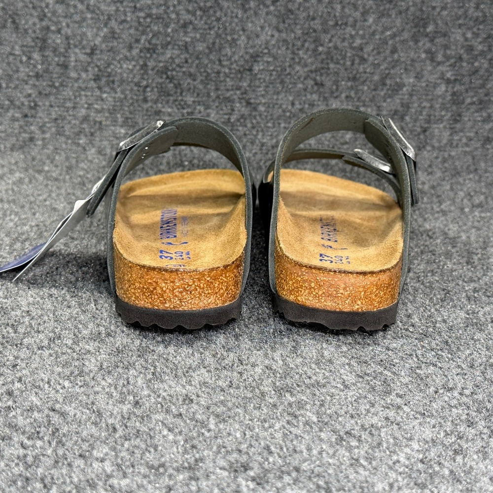 Birkenstock Arizona Soft Footbed Sandal Women 6 Metallic Anthracite Buckle Slide - Picture 5 of 11